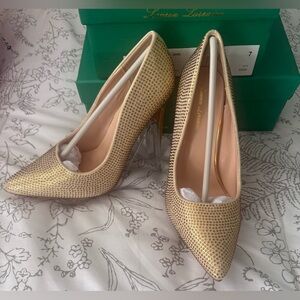Lauren Lorraine Gold Embellished Heels
